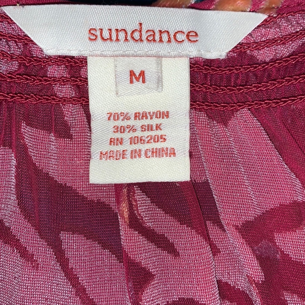 Sundance Sheer Button Up Blouse Medium - image 3